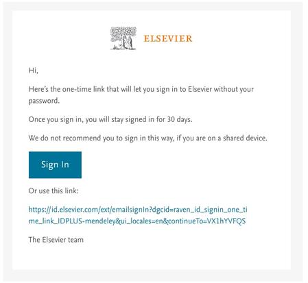 screenshot of one-time link screen